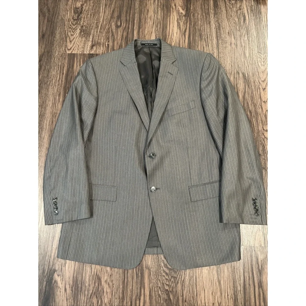 Versace Collection Blazer Sport Color Gray Pinstriped Wool Sz 46 (56 Eu) Italy